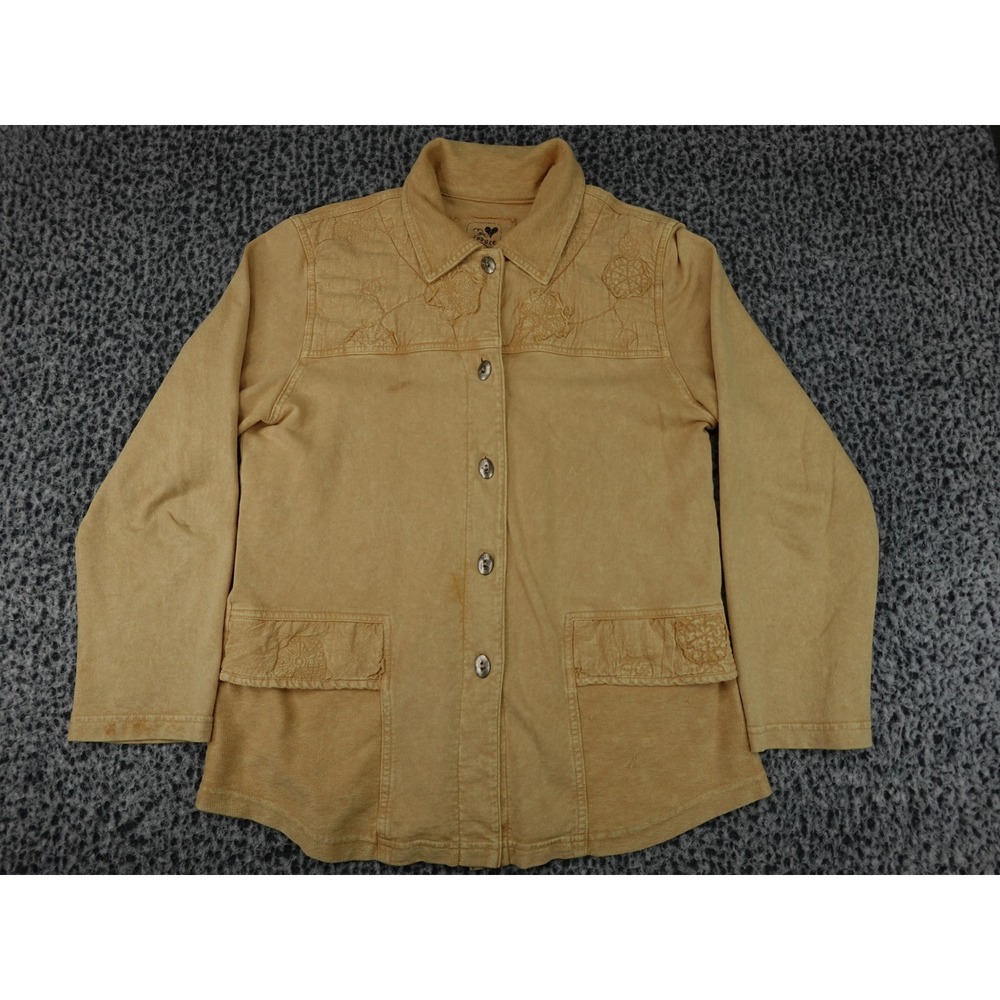 Produce Company Jacket Women S Mustard Yellow Embroidered Boho QA15 USA